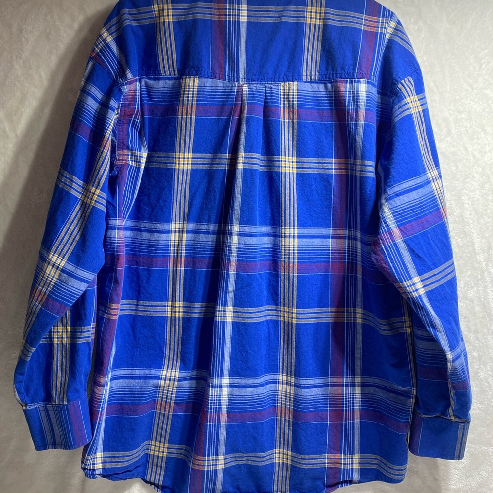 WRANGLER Vintage Painted Desert Blue Plaid Long Sleeve Button-Up Size XLT 90s - Picture 3 of 10